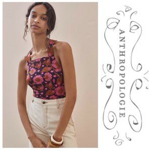 Porridge XL Seamed Cross-Back Tank Top Floral Purple Pink Brown Boho $70